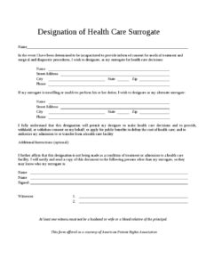 Health Care Surrogate Form (pdf) | APRA